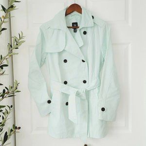 NWT Gap light blue/green belted trench coat Med
